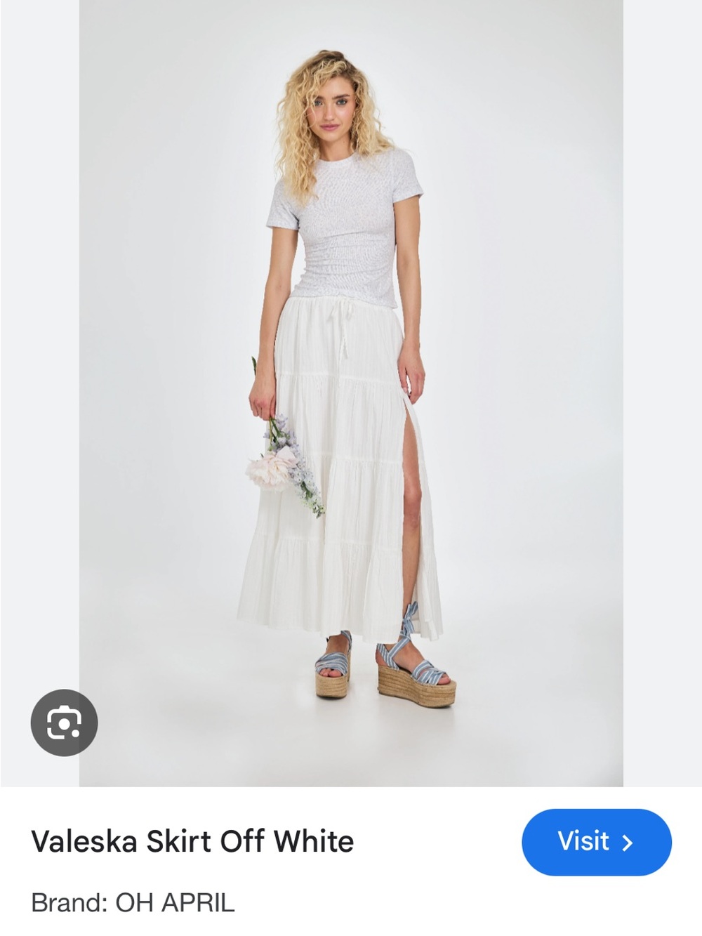 Oh April Valeska White Maxi Skirt